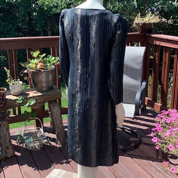 VGT long sleeve metallic gold midi dress. Size medium - Picture 7 of 16